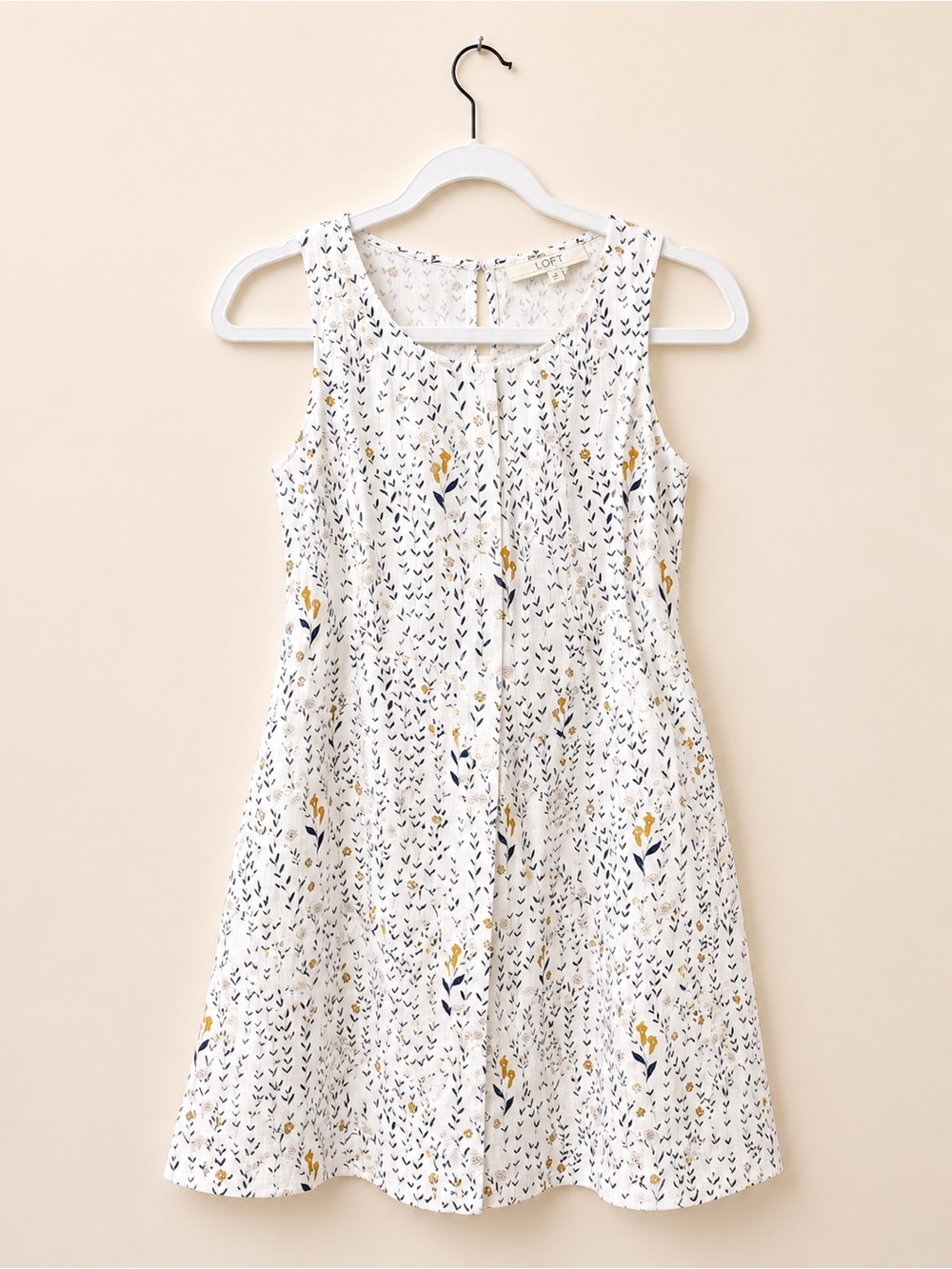 Rachel Zoe White A-Line Dress with Yellow & Navy Floral Print - Picture 3 of 4